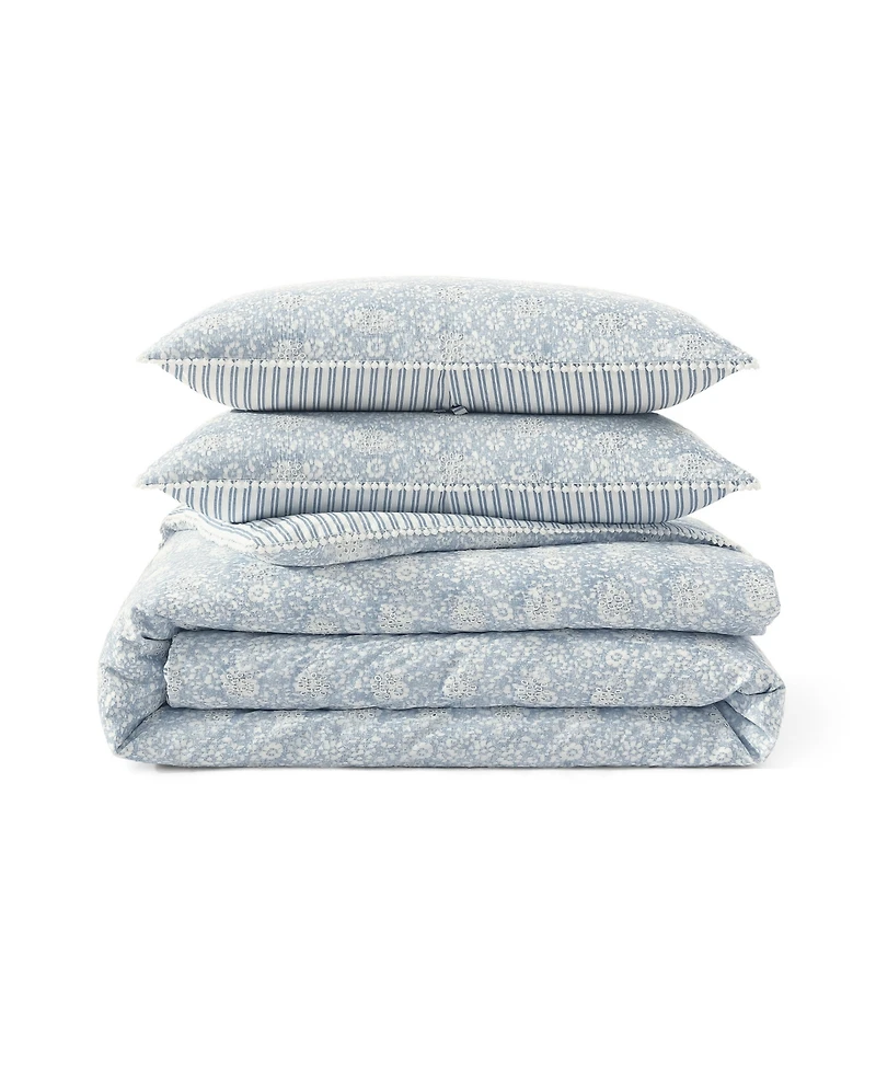 Peri Home Ikat Eyelet 3-Pc. Duvet Cover Set, King