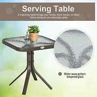 3 Piece Outdoor Glider Chair with Coffee Table Bistro Set, 2 Patio Rocking Swing Chairs with Breathable Sling Fabric, Glass Tabletop, for Backyard, Ga
