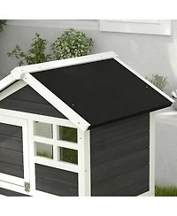 Simplie Fun 48" Wooden Rabbit Hutch Bunny Cage with Waterproof Asphalt Roof, Fun Outdoor Run, Removable Tray and Ramp, Grey