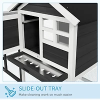 Simplie Fun 48" Wooden Rabbit Hutch Bunny Cage with Waterproof Asphalt Roof, Fun Outdoor Run, Removable Tray and Ramp, Grey