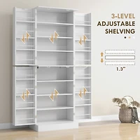 65" Kitchen Pantry Cabinet, Modern Storage Cabinet with Doors and Shelves, Freestanding Cupboard for Dining Room, White