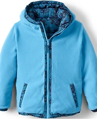 Lands' End Boys Reversible Fleece Puffer Hooded Jacket