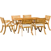 Streamdale Hermosa 7 Piece Wood Dining Set With Cushions