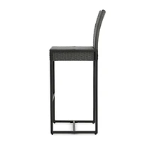 Elegant Outdoor Wicker Barstools With Durable Iron Frame