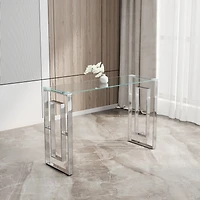 Streamdale Stainless Steel Glass Console Table
