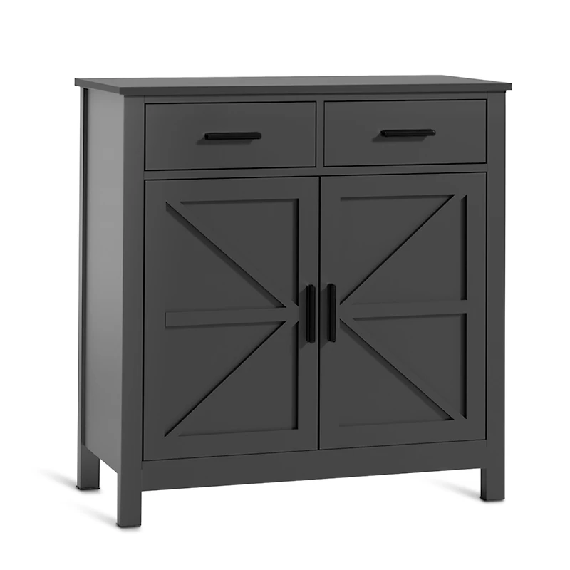 Streamdale Furniture Kitchen Storage Cabinet, Modern Farmhouse Buffet Cabinet with Storage, Coffee Bar with 2 Drawers and 2 Doors, Floor Sideboard Buf