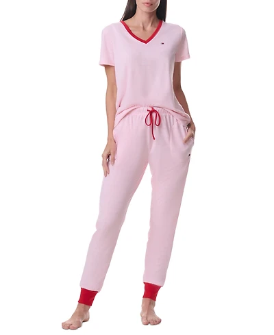 Tommy Hilfiger Women's Printed Short-Sleeve Tee & Jogger Set