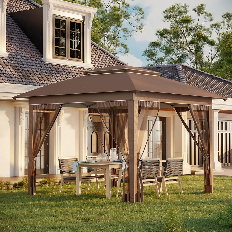 12' x 12' Pop Up Canopy Tent with Netting and Carry Bag, Instant Sun Shelter with 137 sq.ft Shade, Tents for Parties, Height Adjustable, for Outdoor,