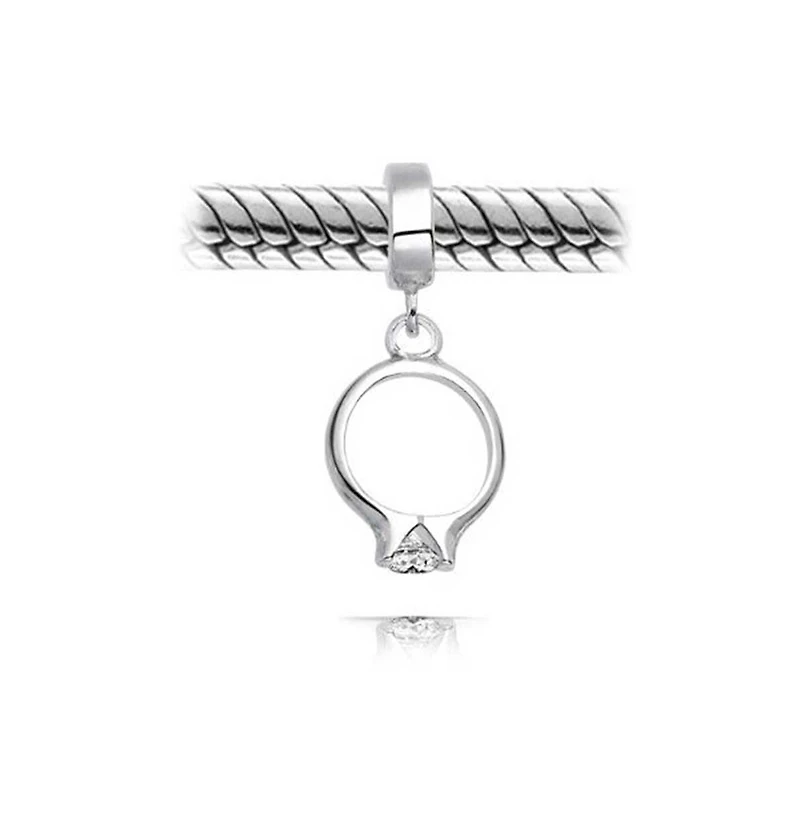 Bling Jewelry Ring Dangle Charm Bead Cubic Zirconia .925 Sterling Silver