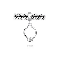 Bling Jewelry Ring Dangle Charm Bead Cubic Zirconia .925 Sterling Silver