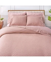 Chanasya Premium Clipped Duvet Set - Tufted Boho Double Brushed Chic Soft Textured Clipped Solid Microfiber Duvet Set