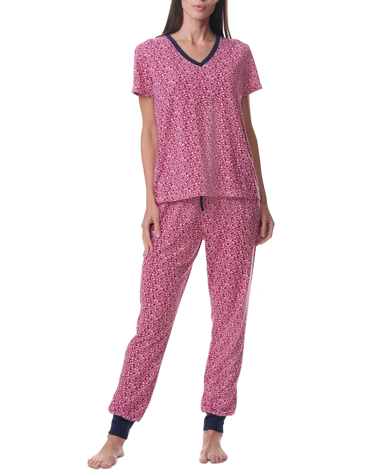 Tommy Hilfiger Women's Printed Short-Sleeve Tee & Jogger Set