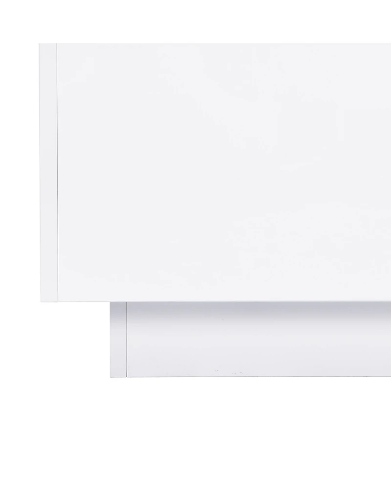 Streamdale Furniture Square High Glossy Coffee Table with 16-color Led Strip Lights, Modern Center Table with 5mm Frosted Tempered Glass Top for Livin