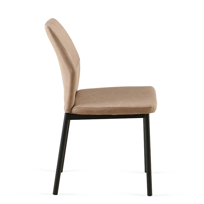 Simplie Fun Beige Pu Leather Dining Chairs Living Room Chair Modern Kitchen Armless Side Chair with Metal Legs(Set of 4)