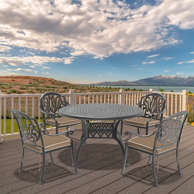 Streamdale 5-Piece Cast Aluminum Patio Set with Cushions