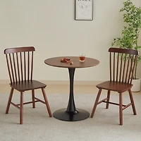 Streamdale Furniture 31.5" round dining table for 2-4 people with walnut top, mid-century walnut tulip kitchen table, pedestal table for small home of