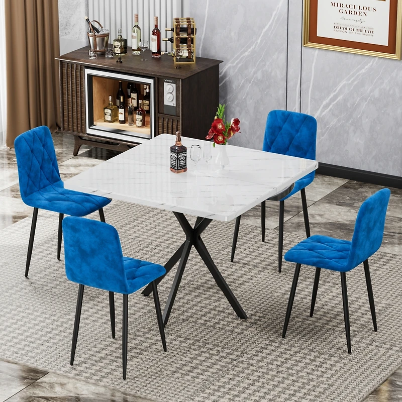 Streamdale Furniture Dining Chairs Set of 4, Modern Kitchen Dining Room Chairs, Velvet Dining Chair Upholstered Cushion Seat and Sturdy Metal Legs