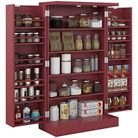 41" Kitchen Pantry Storage Cabinet, Freestanding Kitchen Cabinet with 12 Door Shelves, Double Doors, 5-tier Shelving and Adjustable Shelves, Pain