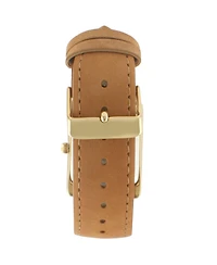 Peugeot Women's Tank Watch Roman Dial Brown Leather Strap