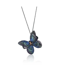 Suzy Levian New York Suzy Levian Black Sterling Silver Multi Color Cubic Zirconia Butterfly Pendant