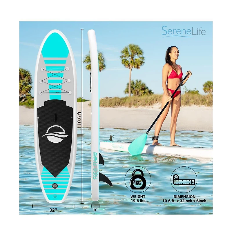 SereneLife Free-Flow Inflatable Sup, Stand-Up Paddle-Board (10.5 ft.)