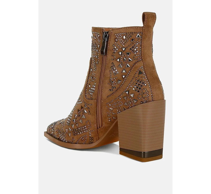 Omishi Stud Embellished Ankle Boots