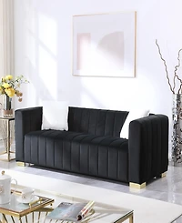 Streamdale Furniture A modern channel sofa take on a traditional Chesterfield, Black color,3 seater