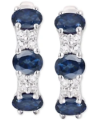 Ruby (1-1/3 ct. t.w.) & Diamond (1/6 Oval Small Hoop Earrings 14K Gold, 0.5" (Also available Emerald Sapphire)