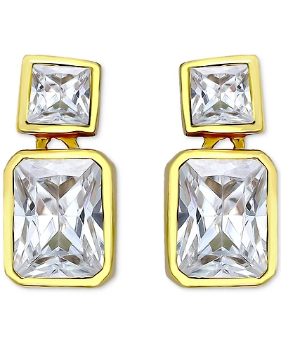 Giani Bernini Cubic Zirconia Octagon & Square Drop Earrings 18k Gold-Plated Sterling Silver, Created for Macy's
