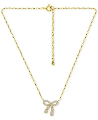 Giani Bernini Cubic Zirconia Bow Pendant Necklace, 18" + 2" extender, Created for Macy's