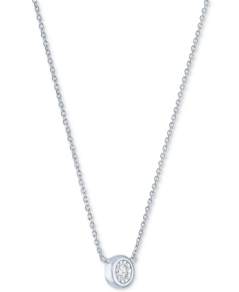 Diamond Bezel 18" Pendant Necklace (1/20 ct. t.w.) 10k White or Yellow Gold