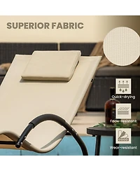 2 Pcs Outdoor Rocking Lounge Chair with Removable Headrest Breathable Backrest & Seat