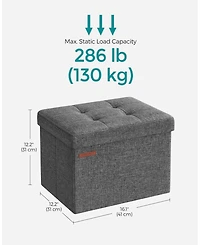 Songmics Home Foldable Storage Ottoman Bench for Living Room, Bedroom, Pastel Pink