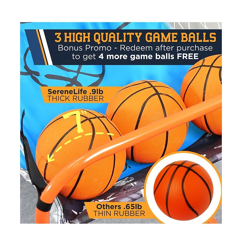 SereneLife Single Shot Basketball Arcade Game with Led Scoreboard and 3 Mini Basketballs