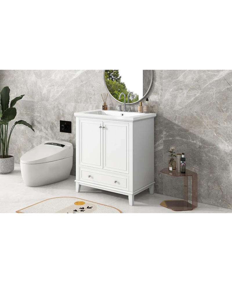 Streamdale 30" White Bathroom Vanity Set with Sink and Storage