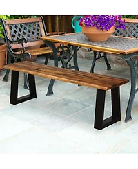 Sugift Solid Acacia Wood Patio Bench Dining Bench Seating Chair