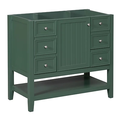 36" Bathroom Vanity without Sink, Cabinet Base Only, One Cabinet and three Drawers, Black