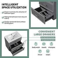 Streamdale Modern 30" Bathroom Vanity Set with Ceramic Sink and Storage