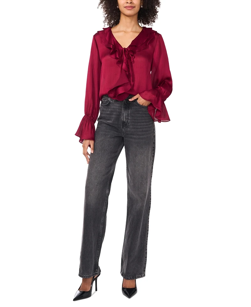 Vince Camuto Women's Ruffled V-Neck Bell-Sleeve Blouse