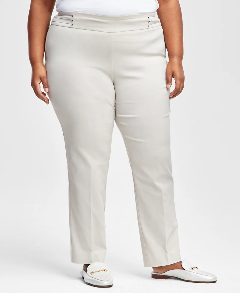 Jm Collection Plus & Petite Plus Size Tummy Control Pull-On Slim-Leg Pants, Exclusively at Macy's