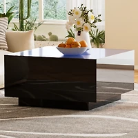 Streamdale Modern Led Coffee Table with Frosted Glass Top (Black, 27.5")