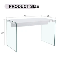 Streamdale Modern Coffee Table Mdf Top, Clear Glass Sides