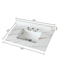 Simplie Fun 37 Inch Marble Vanity Top, Bathroom Vanity Top with Undermount Rectangular Middle Sink and 4" Height Backsplash, Pre-Drilled 8 Inch Faucet