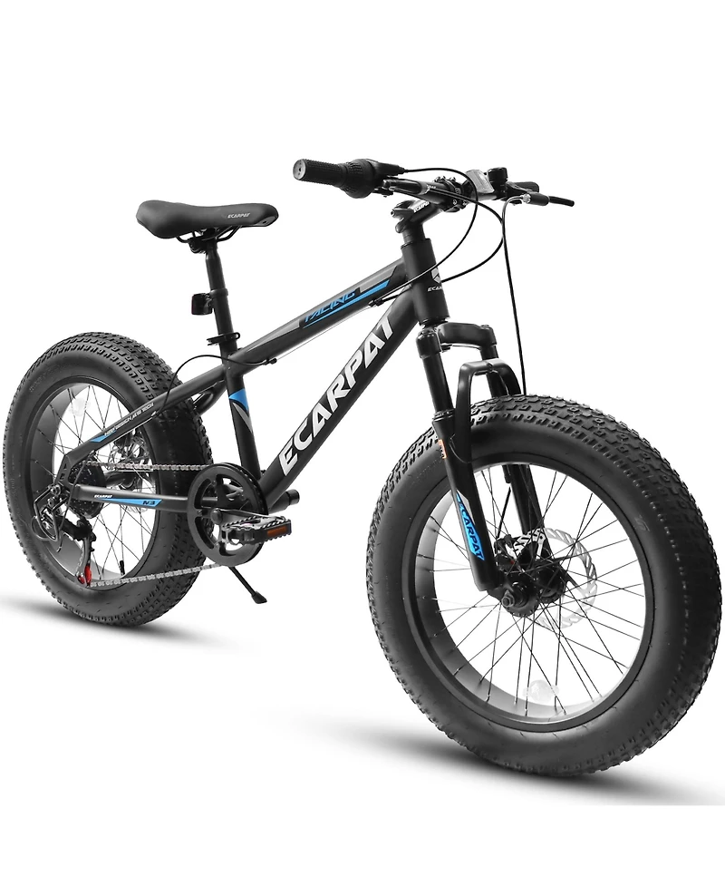 Streamdale Furniture 20 inch Fat Tire Bike Adult/Teen Full Shimano 7 Speed Mountain Bike, Dual Disc Brakes, High Carbon Steel Frame, Front Suspension,