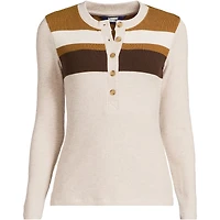 Lands' End Plus Long Sleeve Cozy Rib Henley Top