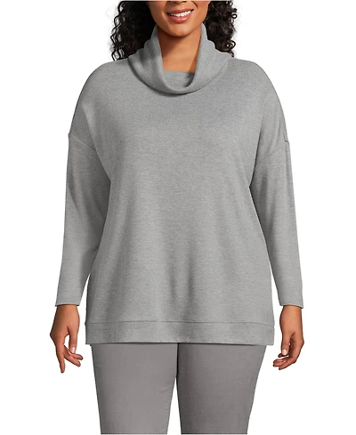 Lands' End Plus Long Sleeve Cozy Knit Cowl Neck Tunic