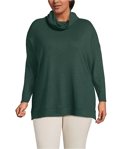 Lands' End Plus Long Sleeve Cozy Knit Cowl Neck Tunic