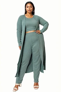 L I V D Women's Plus Luna Three Piece Rib Set