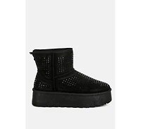 Xoras Chunky Rhinestones Ankle Boots Women