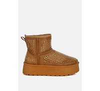 Xoras Chunky Rhinestones Ankle Boots Women
